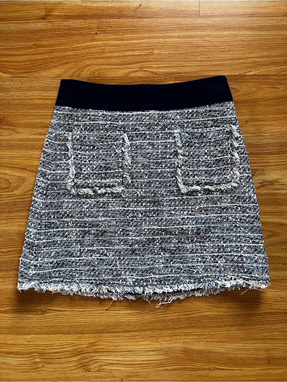 J.CREW Multicolored Tweed Lined Mini Skirt Pockets Size 2